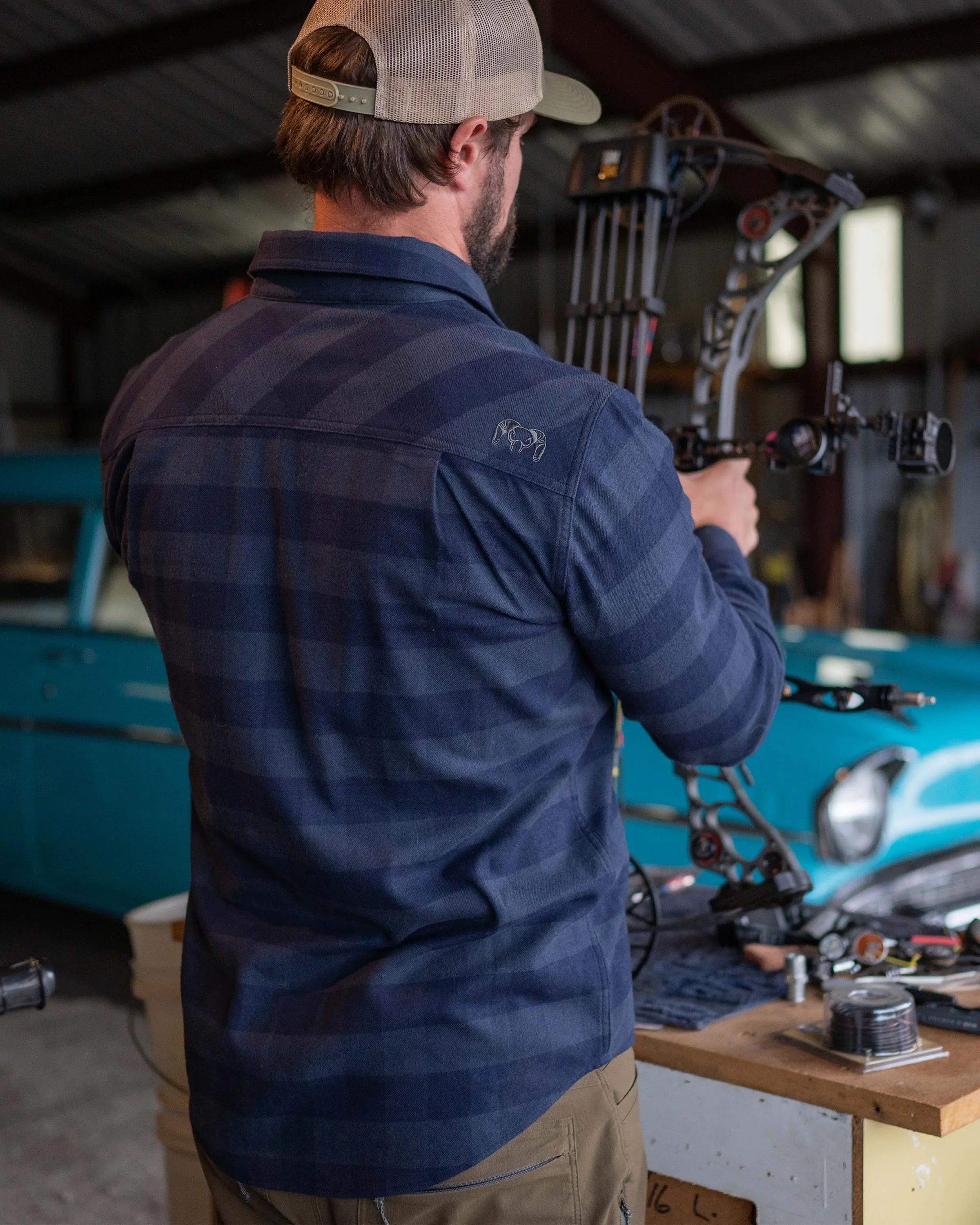 Outlet Field Flannel Shirt | Steel Blue Buffalo Check