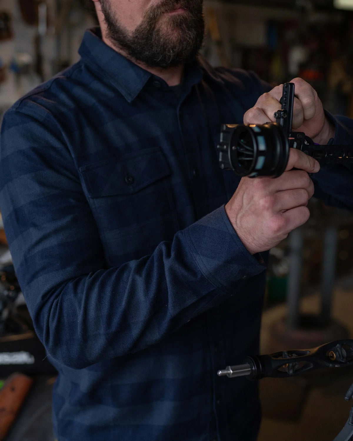 Outlet Field Flannel Shirt | Steel Blue Buffalo Check