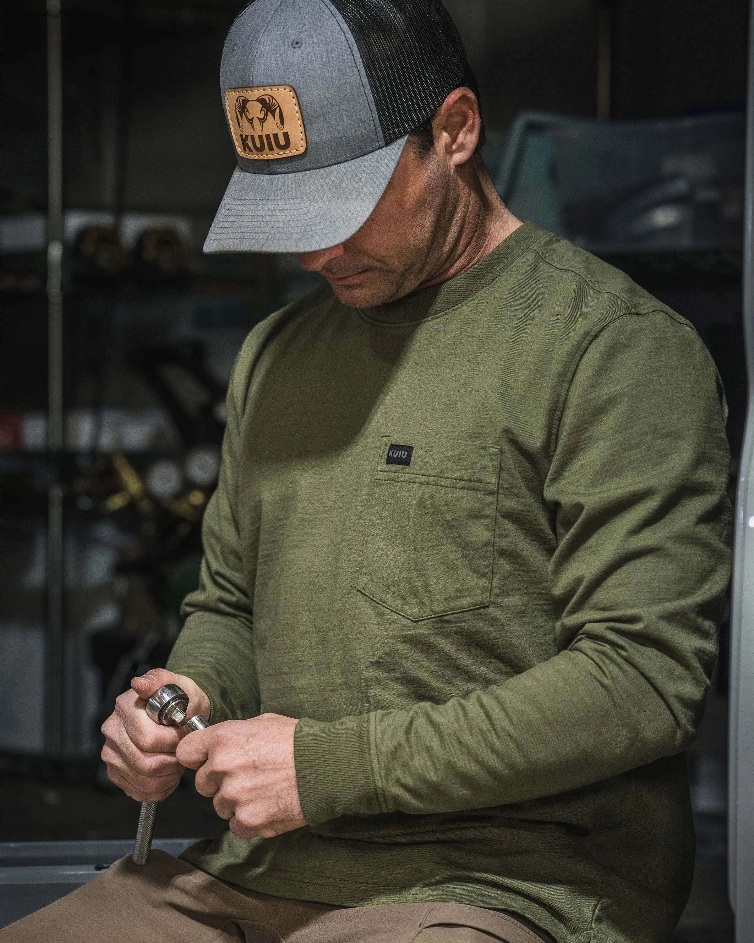 Workgrade LS Pocket Crew | Evergreen